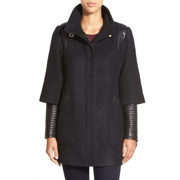 Badgley Mischka Jackets & Blazers - Badgley Mischka Wool & leather Coat Black XL(16)